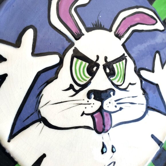 Ceramic Art Plate Mark Adan Rabbit Gift for Monica 9 Inch Pottery - Picture 7 of 8